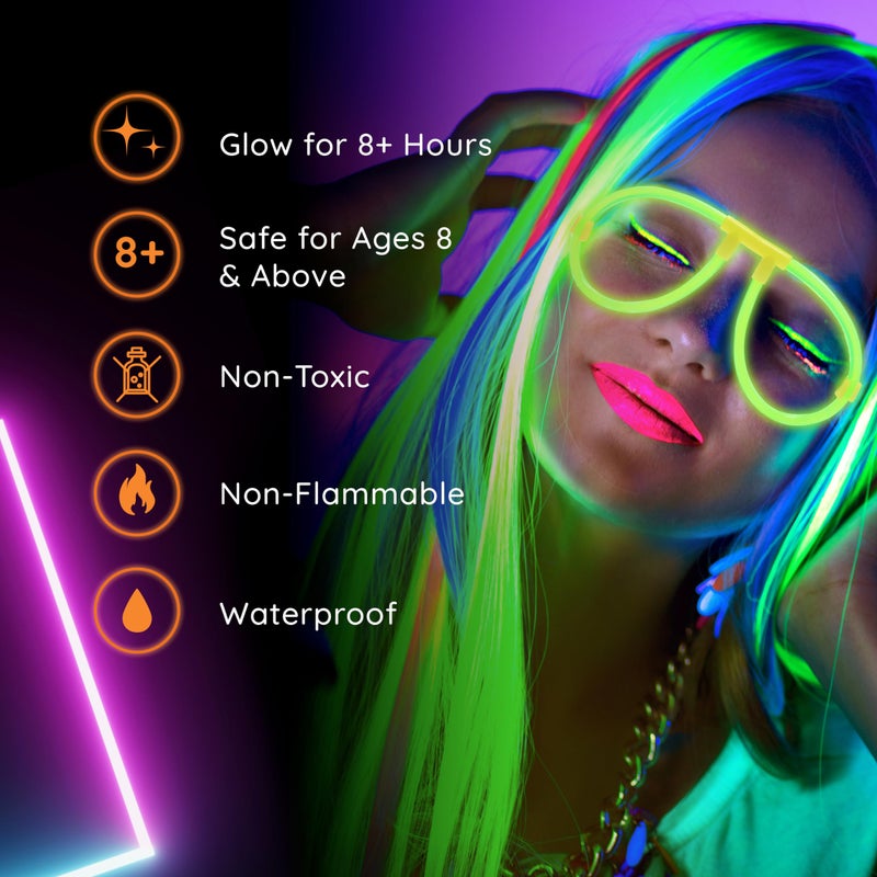 Glow Fever Glow In The Dark Glasses for Party - 50 Bendable Glow Stick Glasses with Connectors - Glow Glasses Party Pack for Concert, Halloween & Birthday Party Party Favors - Party Dragon, Mixed - Image 4